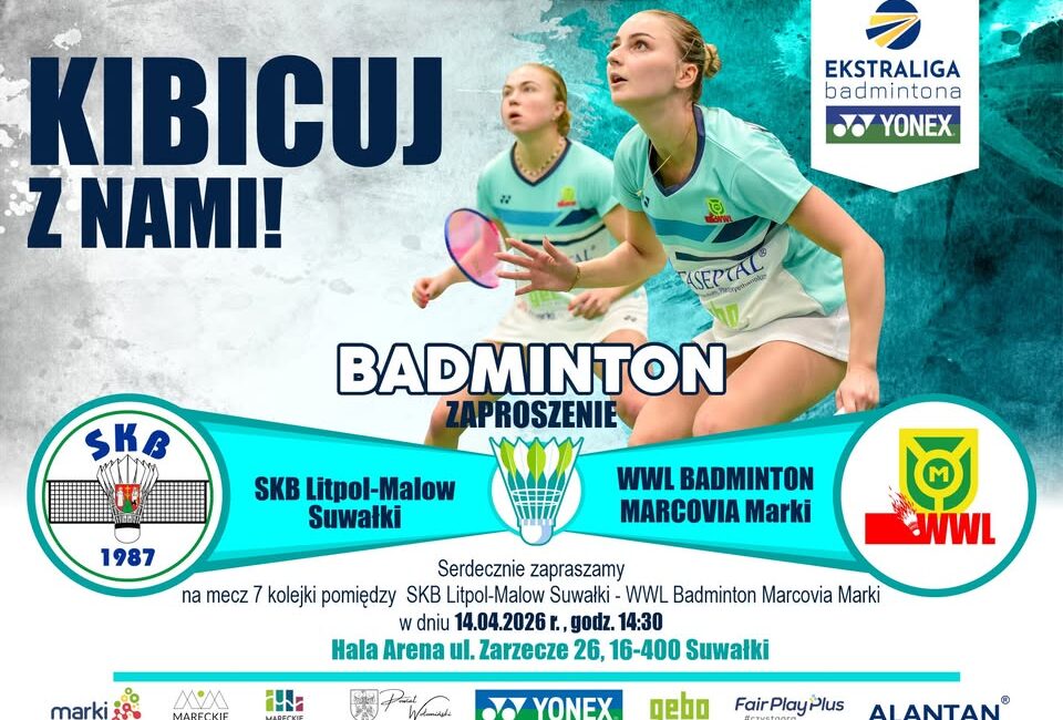 7 kolejka Ekstraliga Badmintona w Suwałkach Zawodnicy badmintona podczas meczu w Suwałkach