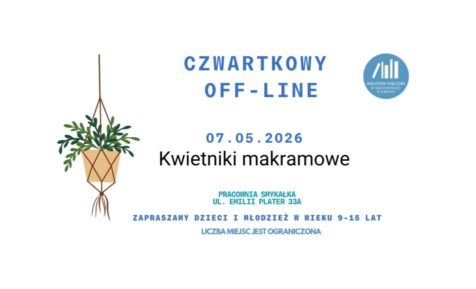 Dzieci tworzące kwietniki makramowe na zajęciach w bibliotece.