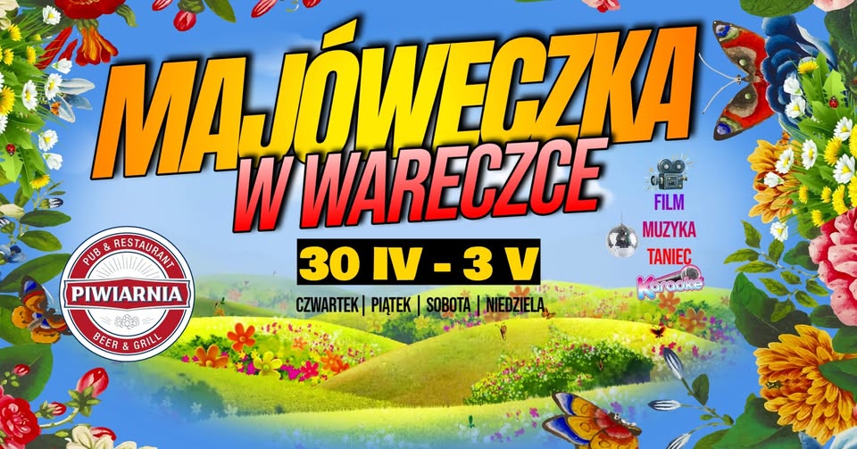 Ludzie bawiący się na majówce w Wareczce