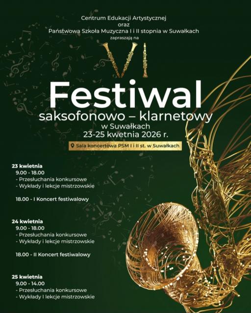 VI Festiwal saksofonowo klarnetowy w Suwałkach