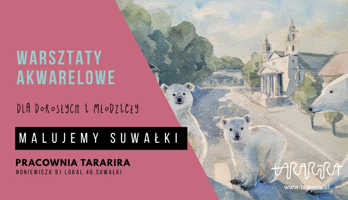 Warsztaty akwarelowe: Suwałki Uczestnicy malujący akwarelami w pracowni.