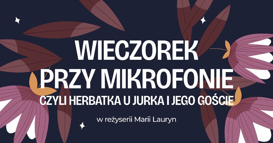 Wieczorek przy mikrofonie Jerzy Sokół przy mikrofonie, zapraszający na wieczorek muzyczno-poetycki