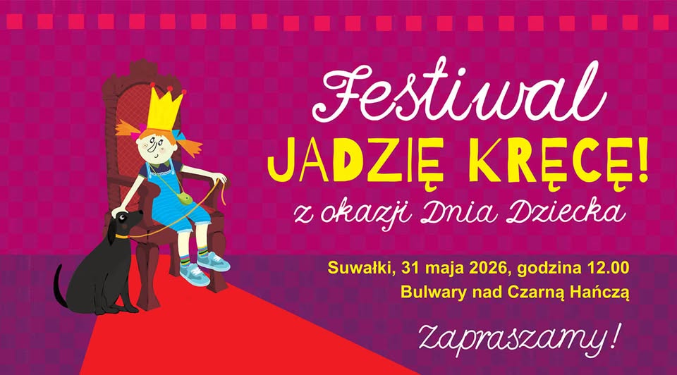 Ilustracja z książki o Cioci Jadzi w tle bulwarów nad Czarną Hańczą.