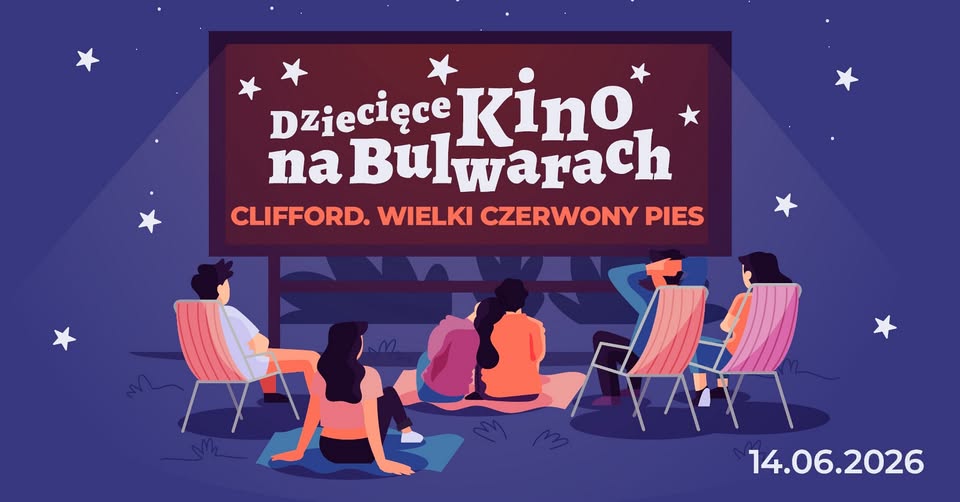 Plakat seansu filmu Clifford. Wielki czerwony pies w ramach Dziecięcego Kina na Bulwarach