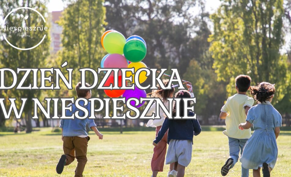 Plakat wydarzenia Dzień Dziecka w Niespiesznie z informacjami o rodzinnych warsztatach plastycznych