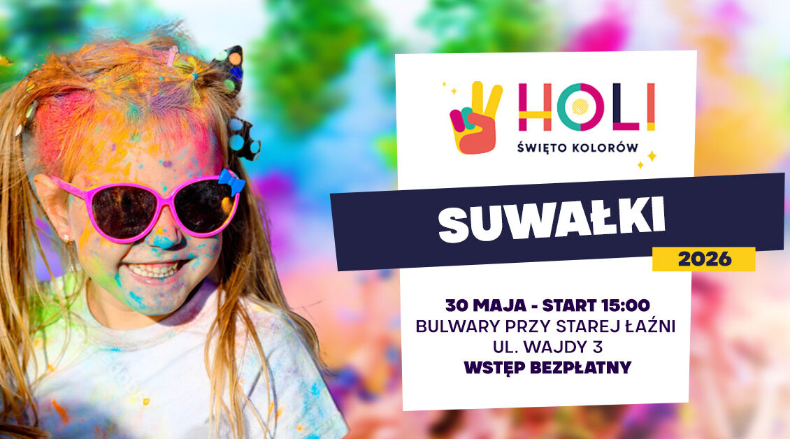 Plakat wydarzenia Holi Święto Kolorów w Suwałkach 2026