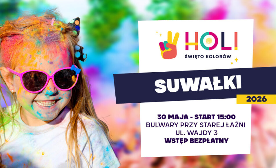 Plakat wydarzenia Holi Święto Kolorów w Suwałkach 2026