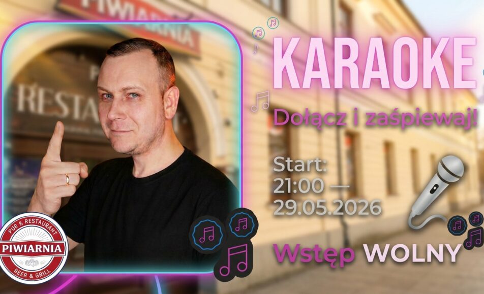 Plakat wydarzenia Karaoke Night w Piwiarni