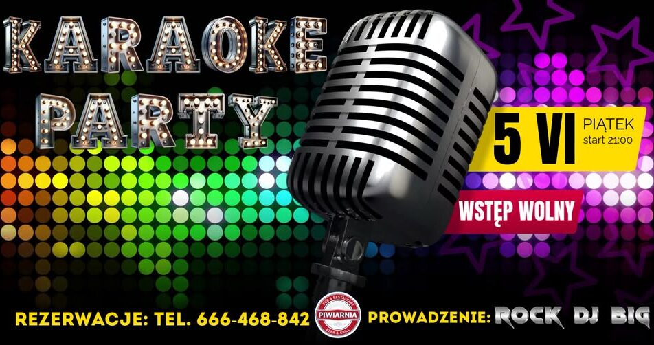 Plakat z informacją o Karaoke Party z Rock DJ Big