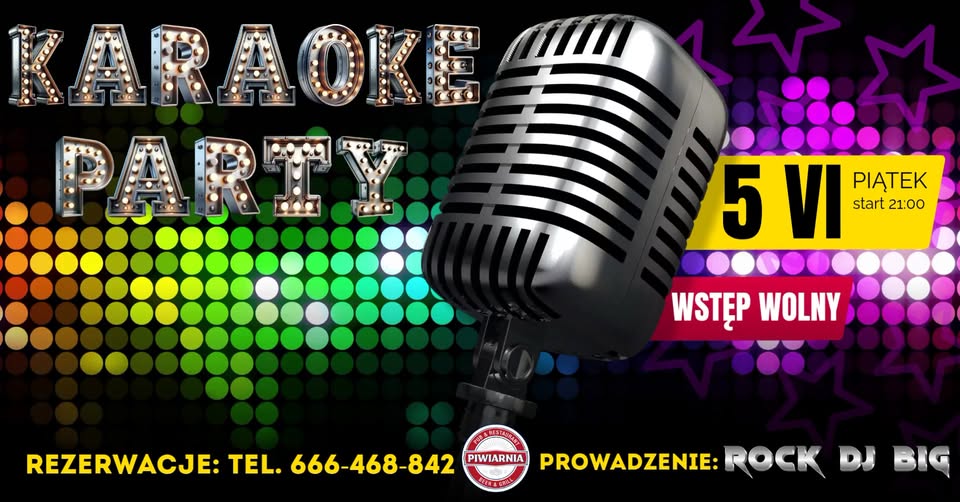 Plakat z informacją o Karaoke Party z Rock DJ Big