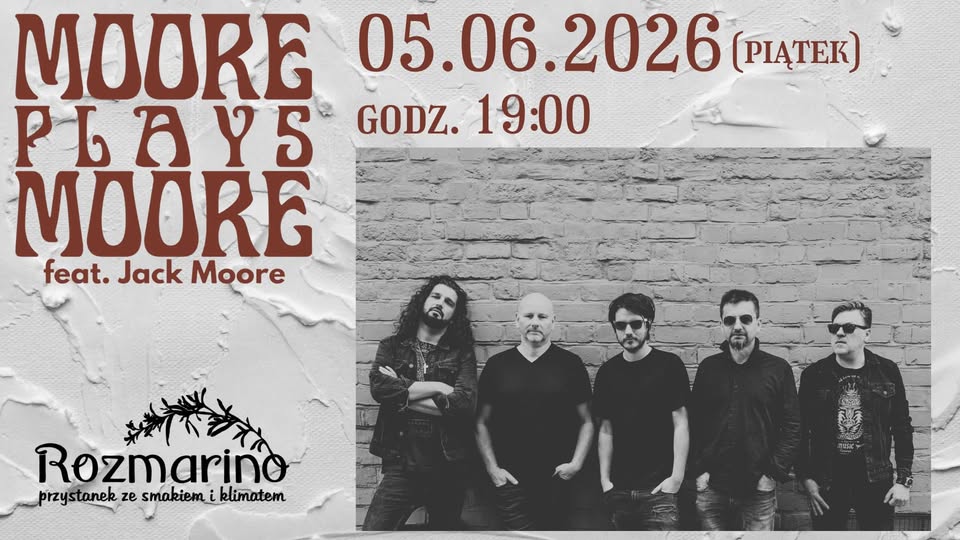Moore plays Moore - koncert Jacka Moore'a Plakat koncertu Moore plays Moore z Jackiem Moore'em