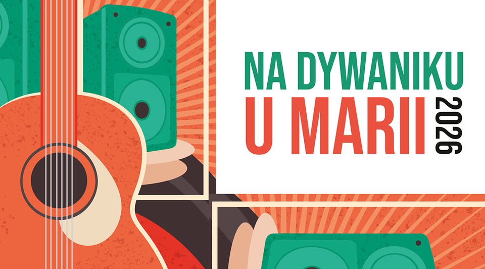 Plakat wydarzenia Na Dywaniku u Marii z koncertem zespołu No Commerce Band