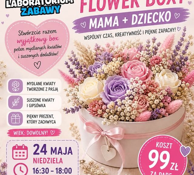 Informacja o warsztatach dla mam i dzieci z tworzenia flower boxów