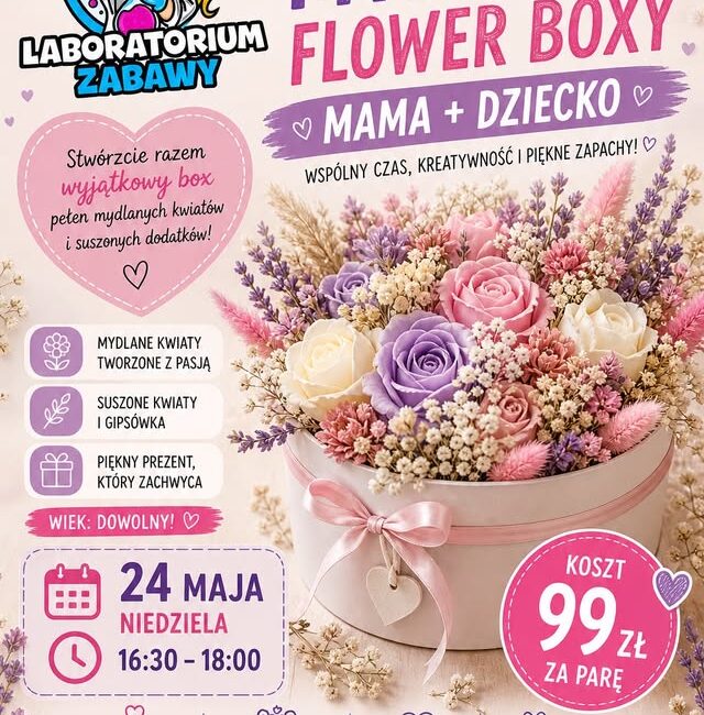 Informacja o warsztatach dla mam i dzieci z tworzenia flower boxów