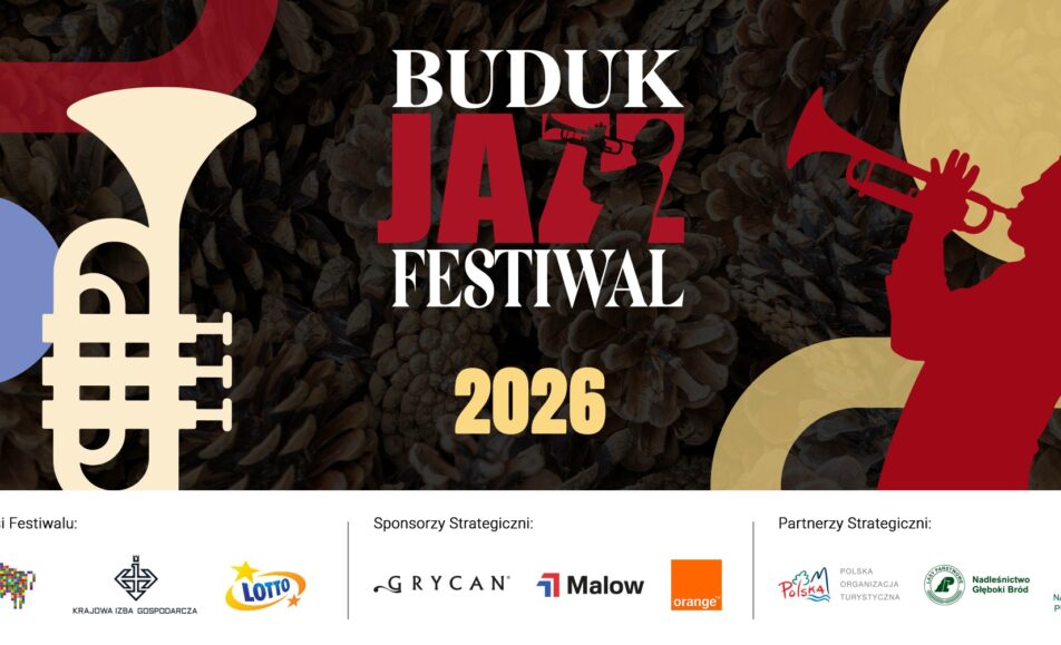 Plakat Buduk Jazz Festiwal 2026 z informacjami o terminie, miejscu i wykonawcach