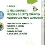 Co jedzą zwierzęta? Spotkanie z Elżbietą Perkowską z WPN Plakat spotkania Co jedzą zwierzęta? z informacją o Bibliotecznym Klubie Przyrodnika