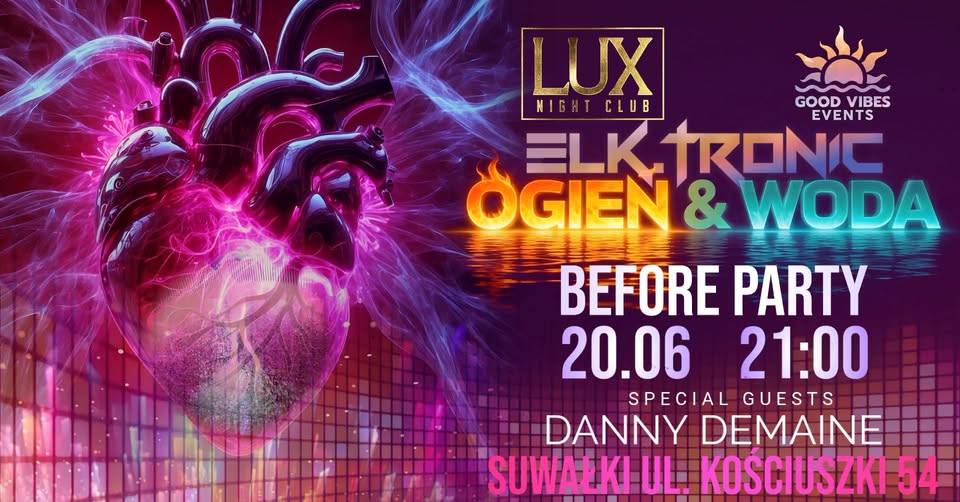 Plakat wydarzenia ELK.Tronic 2026 Before Party z informacją o Lux Night Club i dacie 20 czerwca 2026.