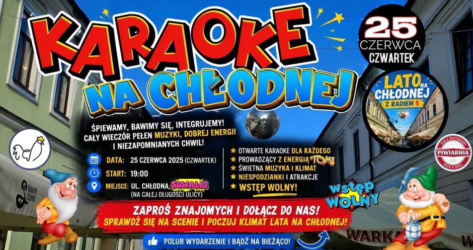 Plakat z informacją o pierwszym karaoke na Chłodnej
