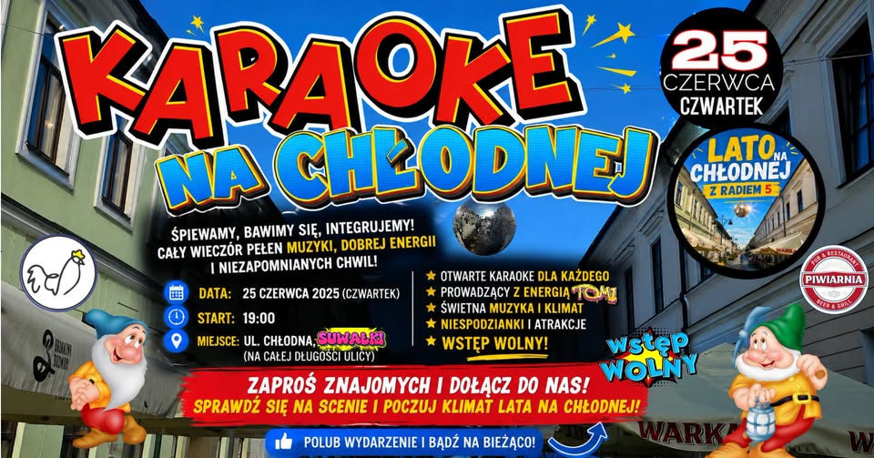 Pierwsze karaoke na Chłodnej Plakat z informacją o pierwszym karaoke na Chłodnej