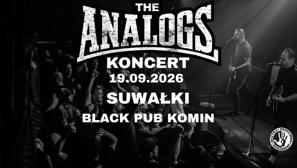 The Analogs w Black Pub Komin w Suwałkach Plakat wydarzenia z informacją o koncercie The Analogs w Suwałkach