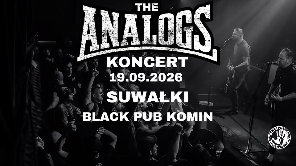 The Analogs w Black Pub Komin w Suwałkach Plakat wydarzenia z informacją o koncercie The Analogs w Suwałkach