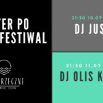 Plakat wydarzenia After po Blues Festiwal z informacją o występach DJ Just_in i DJ Olis Knaufad