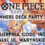 Plakat wydarzenia One Piece Beginners Deck Party 2026 dotyczącego turnieju karcianego w Suwałkach