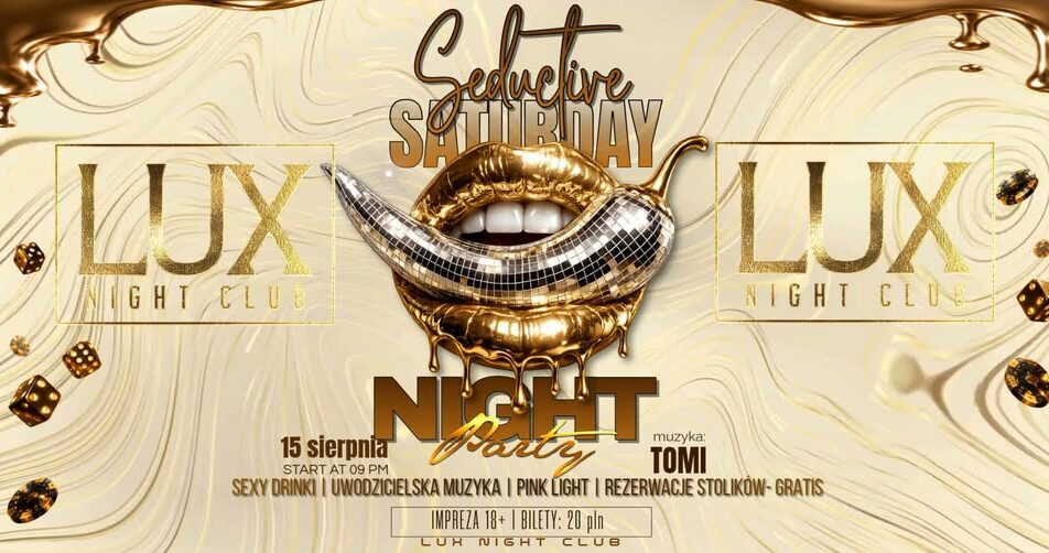 Plakat wydarzenia Seductive Saturday w LUX Night Club Suwałki