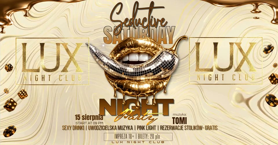 Plakat wydarzenia Seductive Saturday w LUX Night Club Suwałki