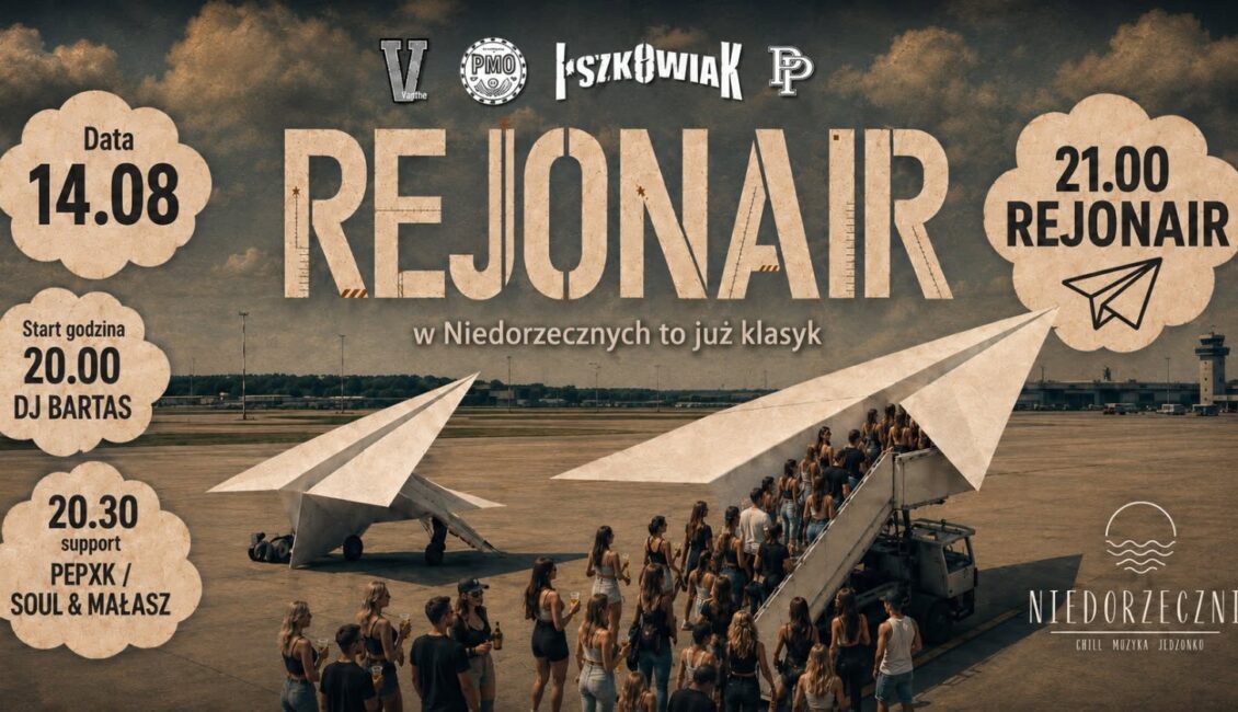 Plakat koncertu Rejonair w Niedorzecznych