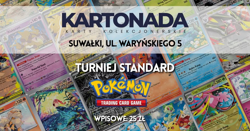 Plakat turnieju Pokemon TCG Standard w Kartonadzie