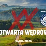 XX Otwarta Wędrówka i start Klubu Zdobywców Suwalszczyzny Plakat XX Otwartej Wędrówki z informacją o ognisku i starcie Klubu Zdobywców Suwalszczyzny