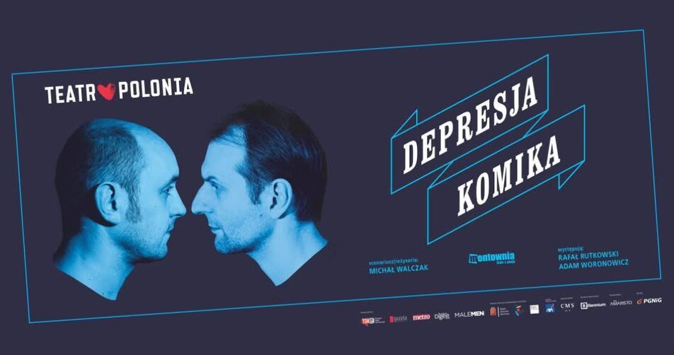 Plakat spektaklu Depresja komika z informacją o występie w Suwałkach
