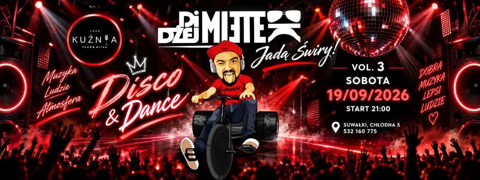 Plakat wydarzenia DJ Mietek – Jadą Świry vol. 3 w Kuźni food&drink w Suwałkach