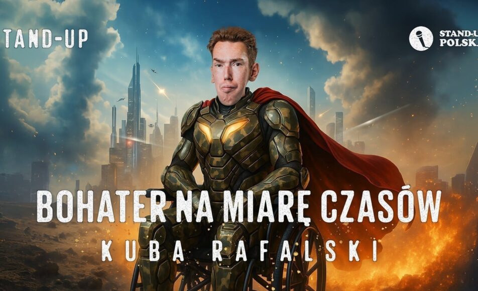 Kuba Rafalski: Bohater na miarę czasów Plakat wydarzenia stand-up Kuba Rafalski: Bohater na miarę czasów w Suwałkach