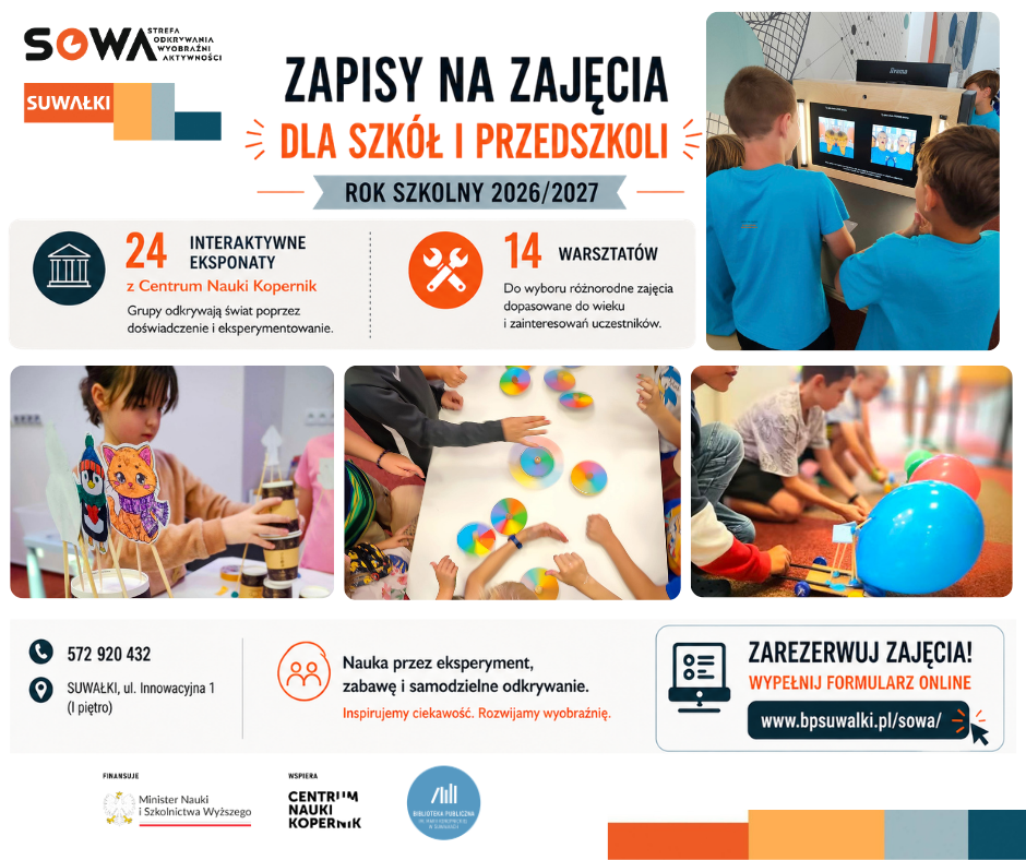 Zajęcia edukacyjne dla szkół i przedszkoli w SOWA Suwałki