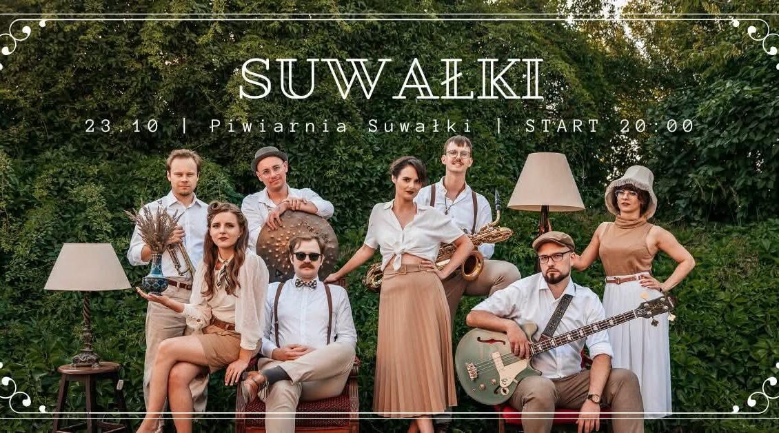 Plakat koncertu zespołu Główny Zawór Jazzu w Piwiarni Suwałki