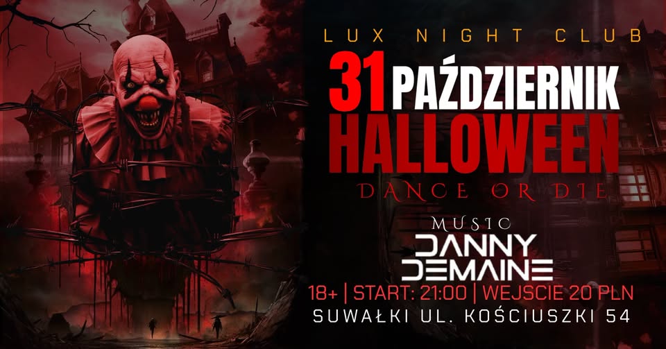 Plakat halloweenowej imprezy w LUX Night Club