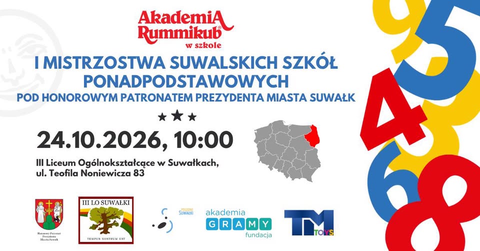 I Mistrzostwa Suwalskich Szkół Ponadpodstawowych pod honorowym patronatem Prezydenta Miasta Suwałk I Mistrzostwa Suwalskich Szkół Ponadpodstawowych