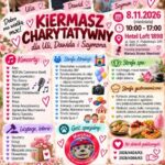 Plakat zapowiadający kiermasz charytatywny dla Uli, Dawida i Szymona 8 listopada 2026 roku w Suwałkach