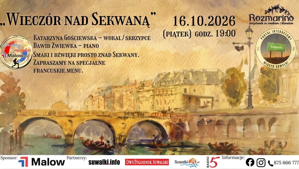 Koncert „Wieczór nad Sekwaną” z Katarzyną Gościewską i Dawidem Zwiewką