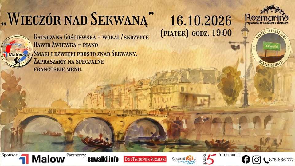 Koncert „Wieczór nad Sekwaną” z Katarzyną Gościewską i Dawidem Zwiewką
